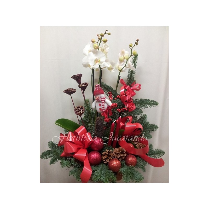 Centro navideño con orquídea