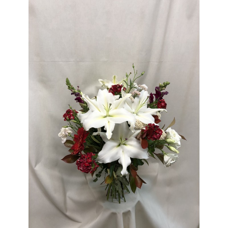 Bouquet en blanco y rojo