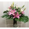 Florero con lilium oriental y rosas (S.Valentín)