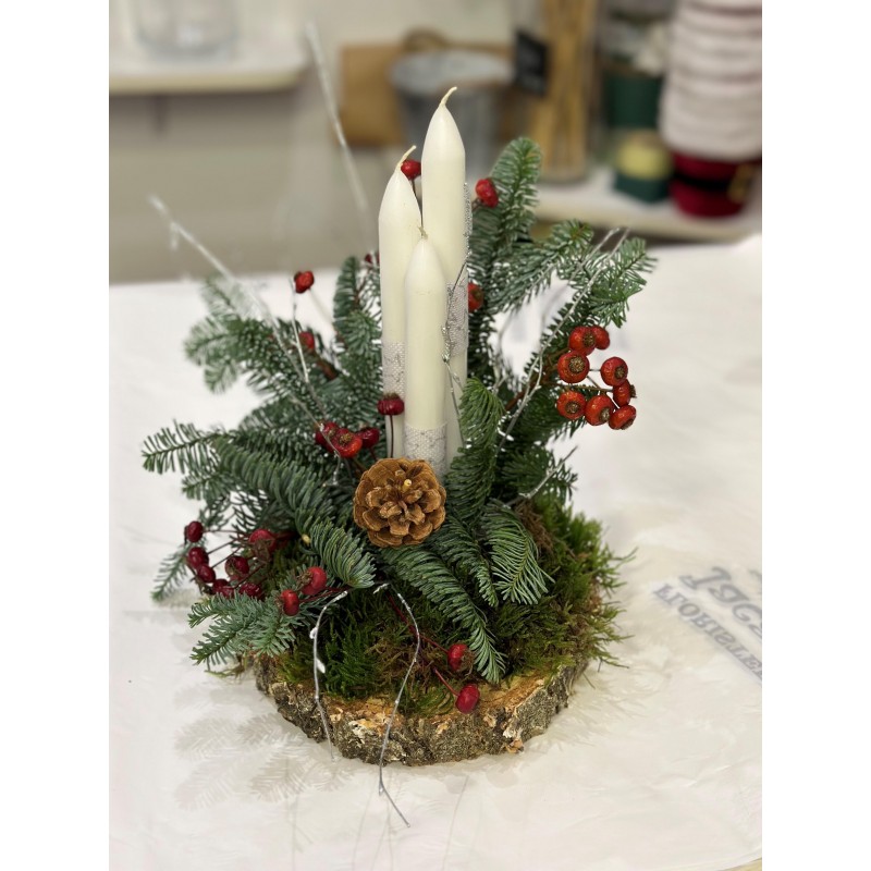 Centro navideño en corteza